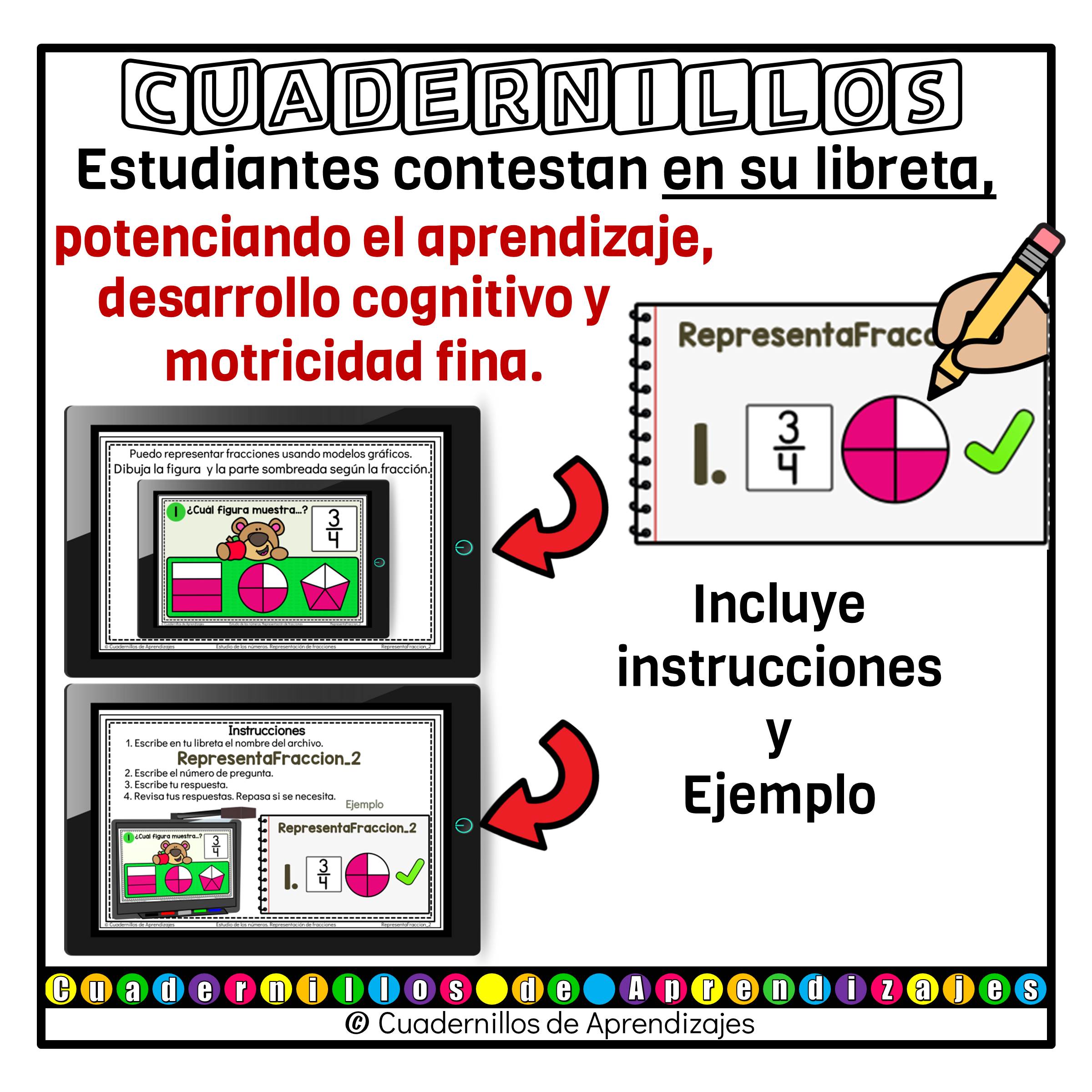 Representación de fracciones con modelos gráficos Estudio de los números Matemáticas Tercer grado Primaria Fichas Digitales 7 Representación de fracciones con modelos gráficos Estudio de los números Matemáticas Tercer grado Primaria Fichas Digitales - Image 7