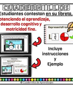 Representación de fracciones. Estudio de los números Matemáticas Grado Primaria Fichas Digitales 16 fracciones fichas digitales 7