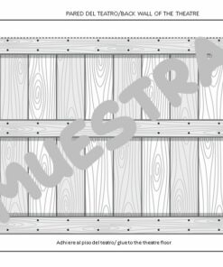 Un diagrama en blanco y negro de una pieza de teatro con la etiqueta 