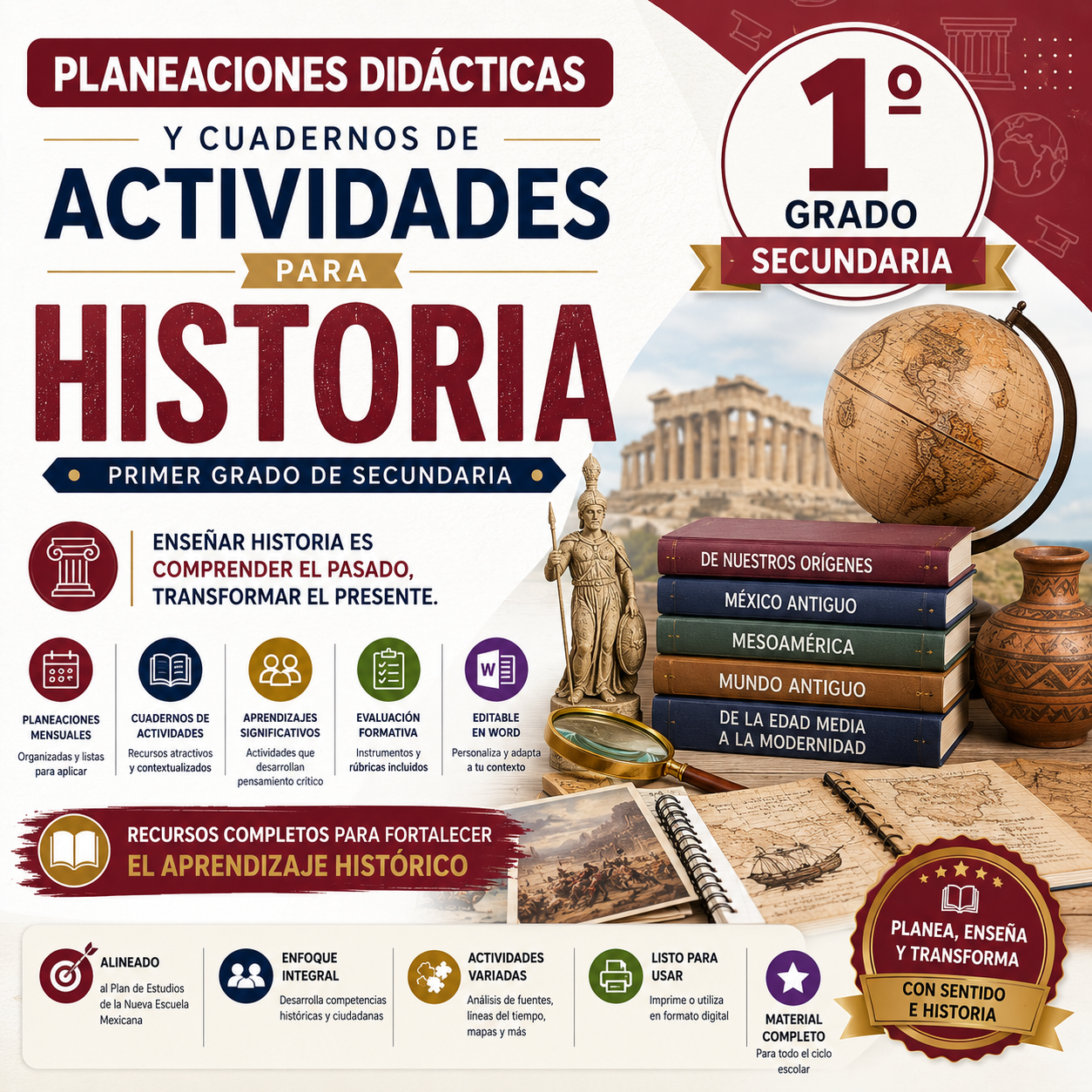 Planeaciones Didácticas y Cuadernos de Actividades para Historia Primer Grado de Secundaria 2026-2027 | Word Editable 1 Planeaciones Didácticas y Cuadernos de Actividades para Historia Primer Grado de Secundaria 2026-2027 | Word Editable