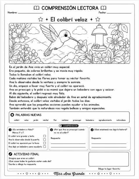 Comprensión Lectora para Primer Grado | 50 Lecturas y Actividades 14 Comprensión Lectora para Primer Grado | 50 Lecturas y Actividades - Image 14