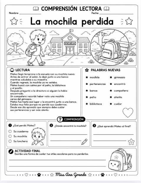 Comprensión Lectora para Primer Grado | 50 Lecturas y Actividades 8 Comprensión Lectora para Primer Grado | 50 Lecturas y Actividades - Image 8