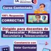 Cartel promocional de un curso de IA para profesores, que ofrece un 100% de respuestas correctas y un certificado con valor curricular, dirigido a educadores de preescolar a secundaria. Incluye gráficos de profesores, un robot y logotipos de Editorial MD y Microsoft.