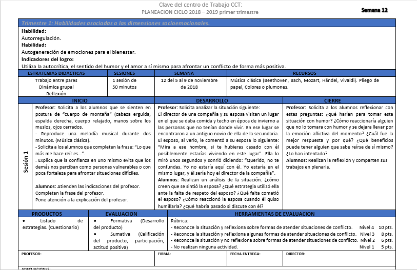 Planeación educación socioemocional