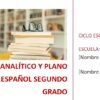 Imagen de una pila de libros con gafas, junto a campos para el año escolar, el nombre del colegio y el nombre del profesor. Título: 