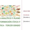 Formación Cívica y Ética NEM 3.º de Secundaria | Programa Analítico Base y Planeaciones por Proyectos | Word Editable 6 Colorida ilustración de diversas manos alcanzando iconos escolares. Incluye espacio para el año escolar, la escuela y los nombres de los profesores. Texto: