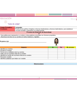 Planeación Diagnóstica Preescolar NEM (Septiembre) 2025-2026: evalúa habilidades como escritura e identificación de nombre, letras y vocales; incluye columnas de 'Sí', 'No', 'En proceso', NEM y espacio para observaciones.
