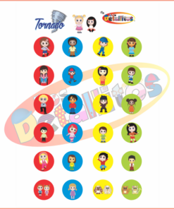 Un colorido juego de mesa que presenta varias fichas de personajes de dibujos animados y espacios temáticos marcados con letras e ilustraciones divertidas, como un Tornado Gigante De 1,40 X 2 Metros y globos.