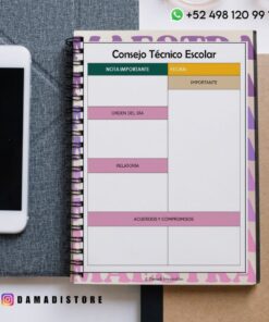 Una hoja de cuaderno encuadernada en espiral titulada 