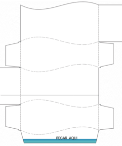 65 Moldes para cajitas y manualidades escolares es una plantilla de caja de papel plana y desplegada con líneas discontinuas que indican pliegues, líneas continuas para cortes y una pestaña etiquetada que dice 