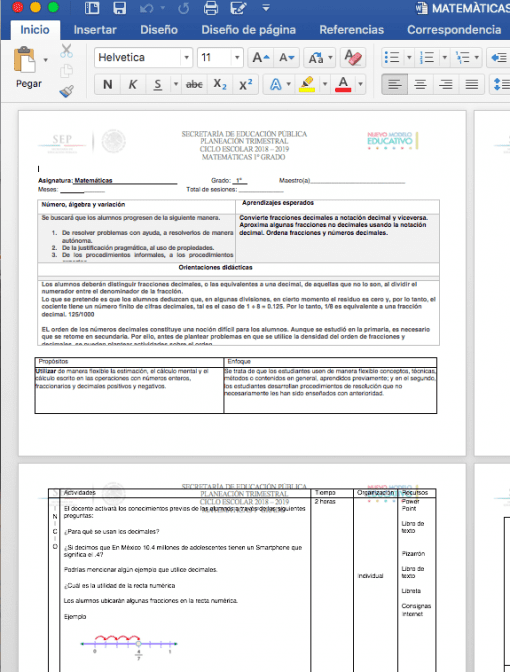 Captura de pantalla de un documento de Microsoft Word en la pantalla de una computadora, que muestra un curso por correspondencia de matemáticas con anotaciones en español y varias herramientas de edición visibles en la parte superior.