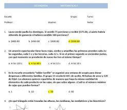 Exámenes 2do trimestre Matemáticas 1 Secundaria