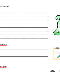Una Hoja de evaluación para experimento utilizando el método científico titulada en español con secciones denominadas 