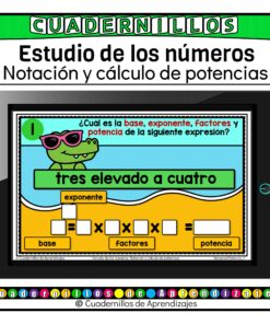 Notación y cálculo de potencias. Exponentes. Estudio de los números Matemáticas Sexto Grado Primaria Fichas Digitales