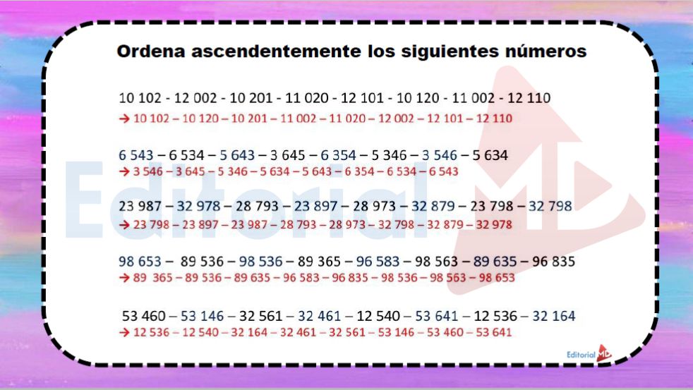 numeros en ascendente