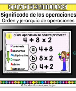 Orden y jerarquía de operaciones Significado de las operaciones Matemáticas Grado Primaria Fichas Digitales