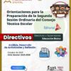 Portada de una guía educativa titulada "Orientaciones para la Preparación de la Segunda Sesión Ordinaria del Consejo Técnico Escolar", con coloridos iconos, logotipos y textos relacionados con el curso 2025-2026.