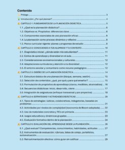 Índice en español con fondo azul y texto en blanco. Los títulos de las secciones están en negrita y marcados con varios iconos, y los números de página figuran a la derecha.