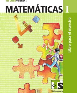 Portada de un libro de texto de matemáticas con piezas de rompecabezas coloridas y vibrantes superpuestas a un fondo de números dispersos. el título 