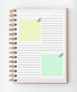 Un cuaderno de espiral, con la etiqueta 