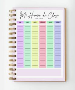 Un Cuaderno PDF Mang BT21 BTS 135 hojas está abierto en una página de programación semanal titulada 