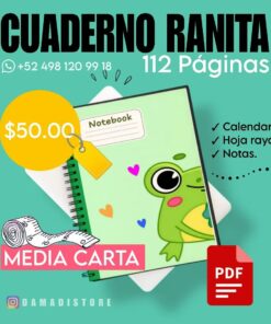 Cuaderno de raya con diseño de rana