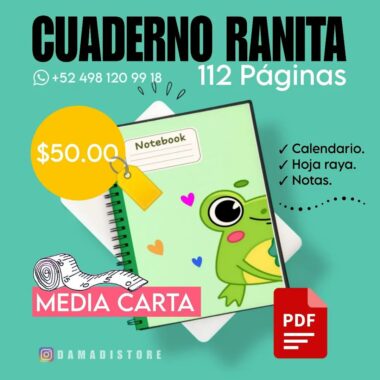 Cuaderno de raya con diseño de rana