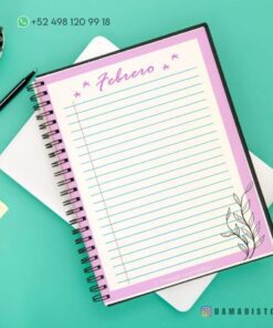 Un cuaderno de raya encuadernado en espiral abierto en una página titulada 