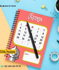 Un Cuaderno BT21 VAN de marzo con un gato de dibujos animados BT21, etiquetado 