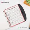 Cuaderno Descripción de Mis Libros leídos 14 Cuaderno de espiral abierto con una página de temática floral rosa y blanca titulada