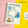 Agenda docente maestra 24-25 11 Un cuaderno de espiral abierto con secciones tituladas