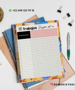 Una agenda colorida titulada 