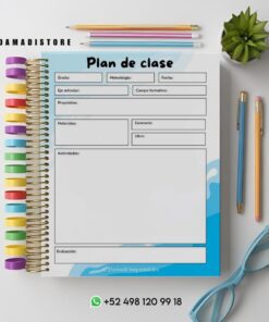 Un planificador colorido con pestañas de arcoíris y una página titulada 