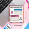 AGENDA DOCENTE PRIMARIA 2025-2026 ESTRELLAS 12 Un cuaderno de espiral con tapa colorida está abierto en una página titulada