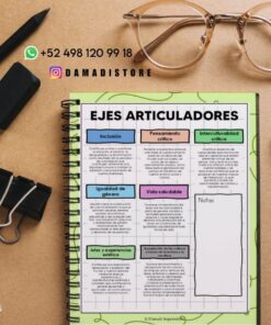 Un cuaderno de espiral abierto en una colorida página titulada 