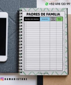 Un cuaderno encuadernado en espiral con una tabla titulada 