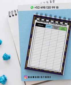 Vista de arriba abajo de una página de cuaderno de espiral titulada 