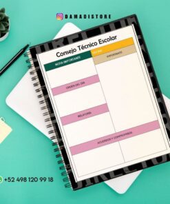 Una agenda encuadernada en espiral con una plantilla de 