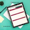 Agenda docente director técnico 2025-2026 Gris 14 Un cuaderno de espiral con una plantilla de notas de reunión en español descansa sobre un escritorio con un bolígrafo, notas adhesivas, una maceta y un smartphone. Se ven los datos de contacto de WhatsApp y la cuenta de Instagram @damadistore.