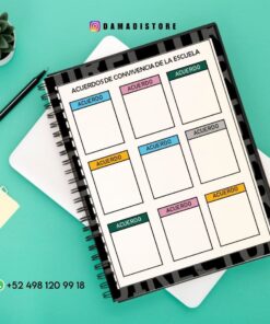 Un cuaderno de espiral con una página titulada 