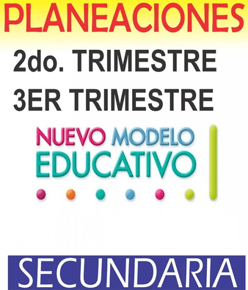 Gráfico colorido que muestra el texto 'Planeaciones Matematicas 1 Secundaria (Plan 2011) 2do. Trimestre' con puntos multicolores que representan una estética lúdica para la planificación educativa.