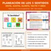 Portada de la planeación de los 5 sentidos para preescolar NEM, Rincones de aprendizaje, Word editable