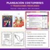 Portada de la planeación de costumbres y tradiciones para preescolar NEM, Unidad didáctica, Word editable