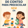 Dos niños pequeños juegan felices con bloques y números. Texto: "Planeación de Conteo para Preescolar (Por Proyectos) NEM". Descubra más en www.editorialmd.com. Ideal para tu planeación preescolar.
