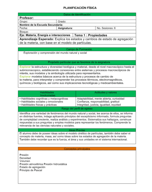 planeacion fisica secundaria nuevo modelo educativo