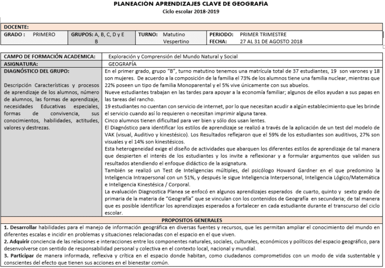 Planeaciones de Geografía Secundaria Trimestral 1