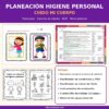 Portada de la planeación de higiene personal para preescolar NEM, Centros de interés, Word editable