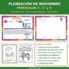 Portada de la planeación de noviembre para preescolar 2026-2027 NEM para 1°, 2° y 3° grado en Word editable