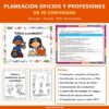 Portada de la planeación de oficios y profesiones para preescolar NEM, Proyecto, Word editable