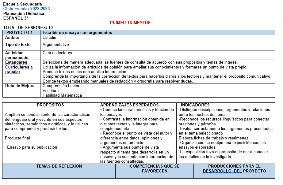 planeaciones de español secundaria 3 grado por proyectos